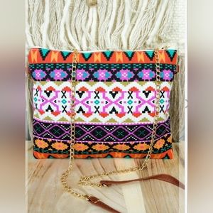 DIAMOND VISTA ORANGE CROSSBODY CLUTCH TOTE